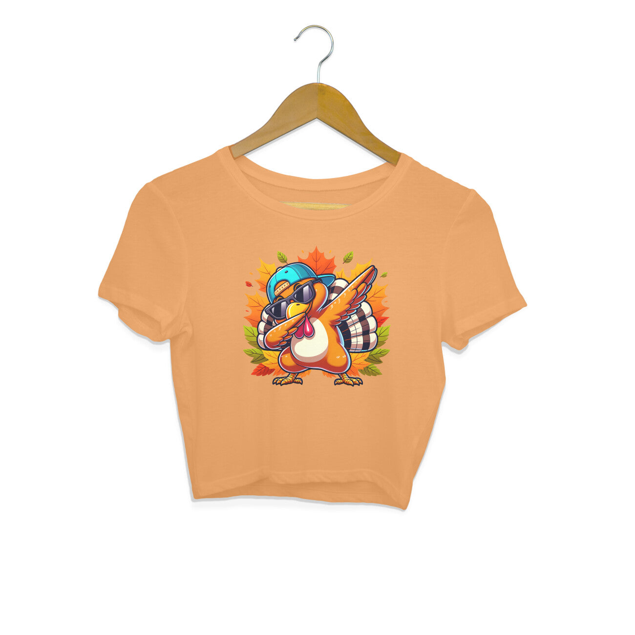 Dabbing Turkey Crop Top Mustard Yellow Printrove