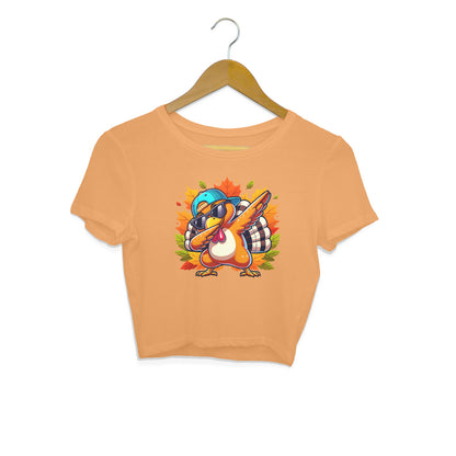 Dabbing Turkey Crop Top Mustard Yellow Printrove