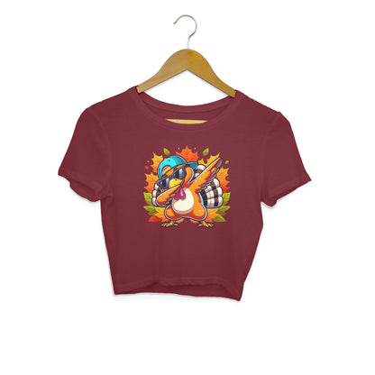 Dabbing Turkey Crop Top Maroon Printrove