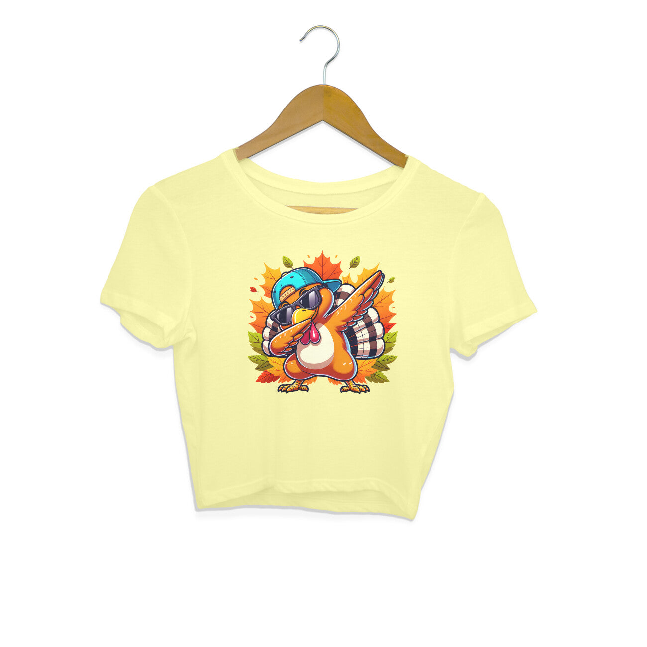 Dabbing Turkey Crop Top Butter Yellow Printrove