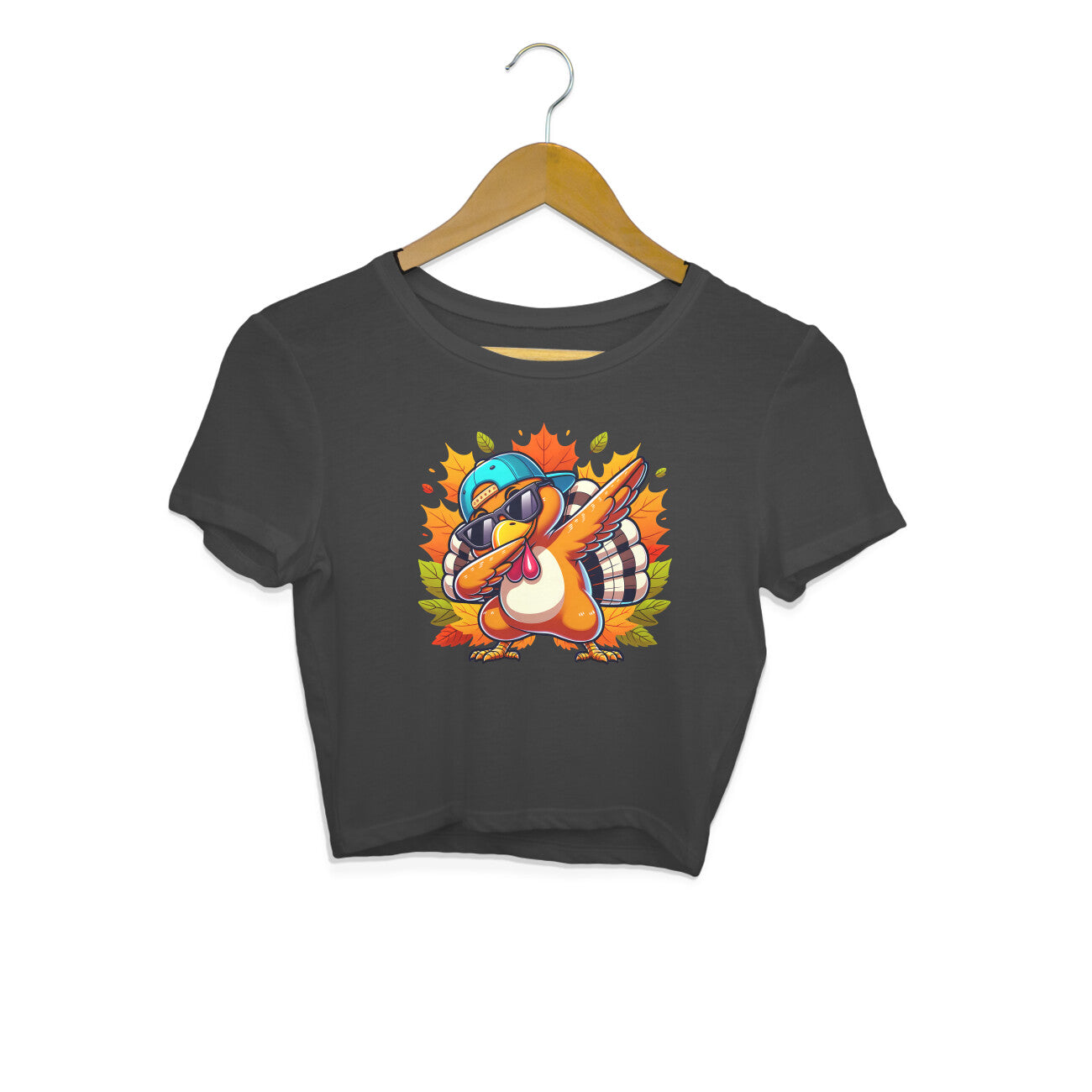 Dabbing Turkey Crop Top Black Printrove