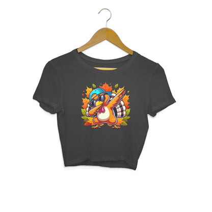 Dabbing Turkey Crop Top Black Printrove