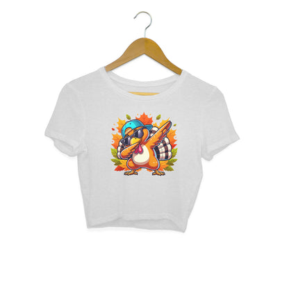 Dabbing Turkey Crop Top Melange Grey Printrove