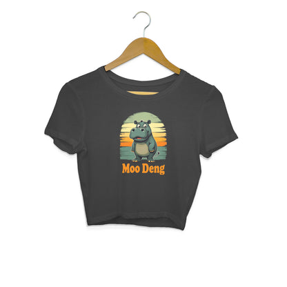 Moo Deng Crop Top Black Printrove
