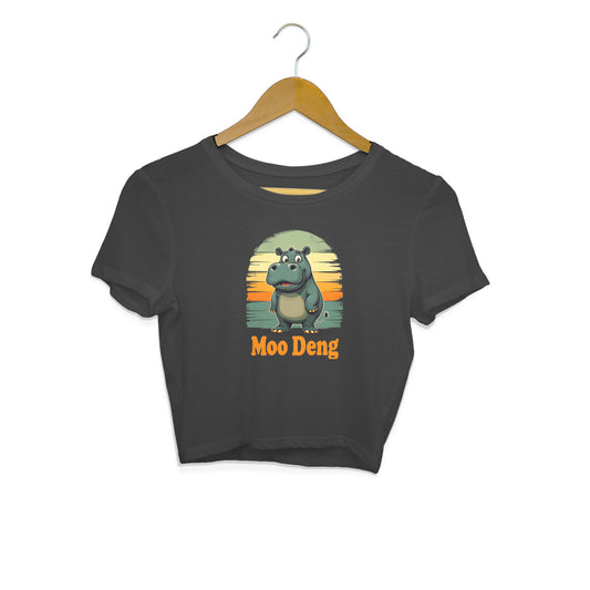 Moo Deng Crop Top Black Printrove