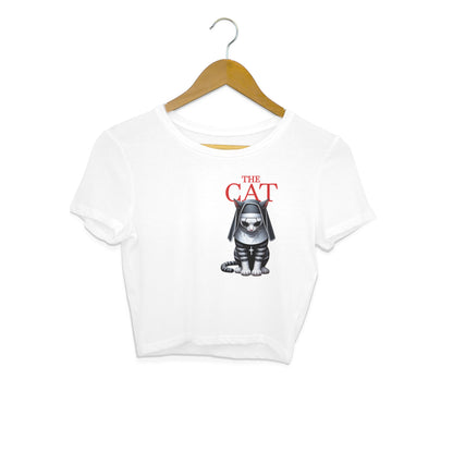 The Nun Cat Crop Top White Printrove