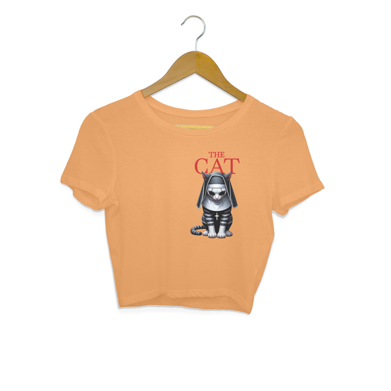 The Nun Cat Crop Top Mustard Yellow Printrove