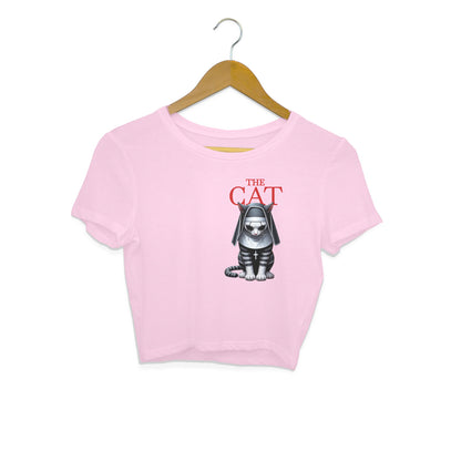 The Nun Cat Crop Top Light Pink Printrove