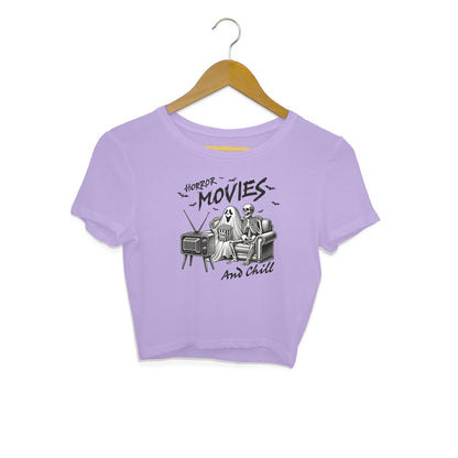 Horror Movies & Chill Crop Top Iris Lavender Printrove