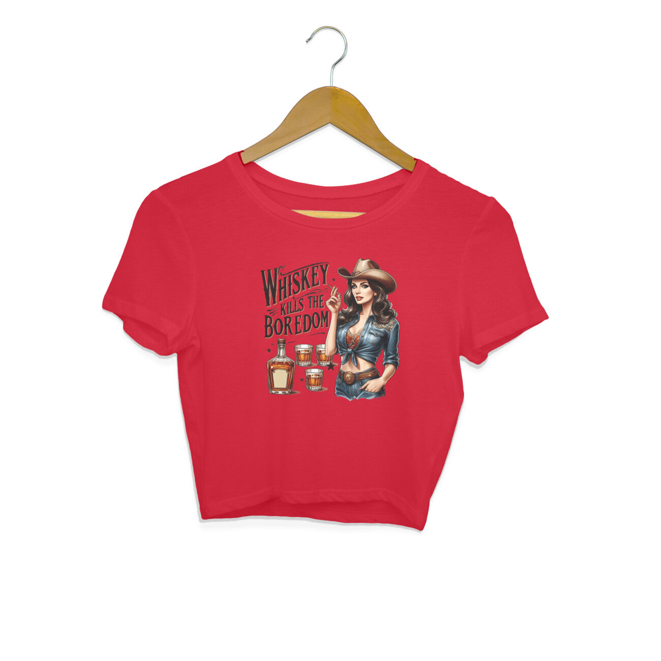 Whiskey Kills The Boredom Crop Top Red Printrove