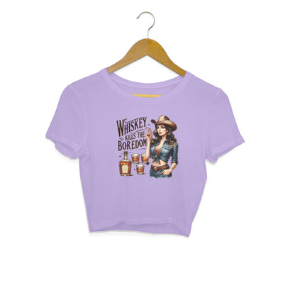 Whiskey Kills The Boredom Crop Top Iris Lavender Printrove