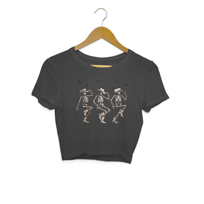 Cowboy Skeletons Crop Top Black Printrove