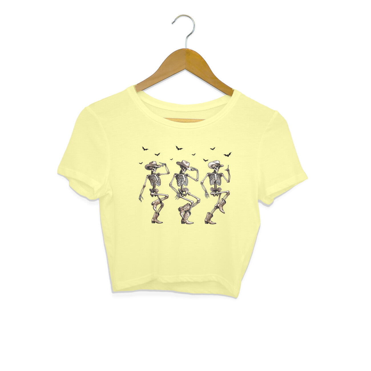 Cowboy Skeletons Crop Top Butter Yellow Printrove