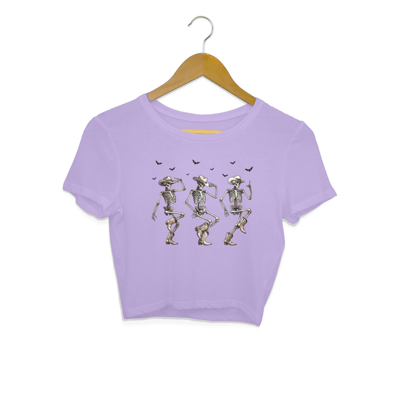 Cowboy Skeletons Crop Top Iris Lavender Printrove