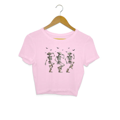 Cowboy Skeletons Crop Top Light Pink Printrove