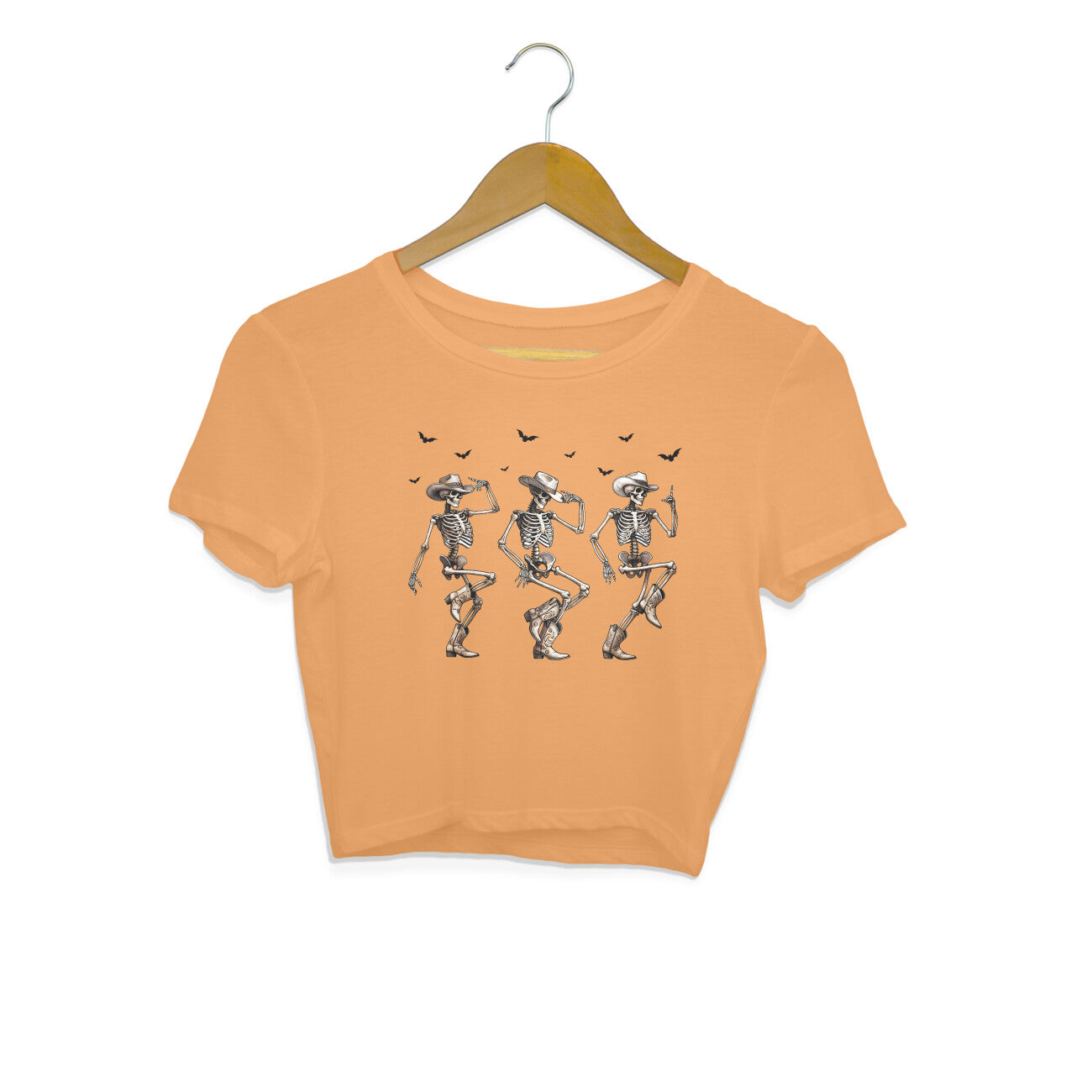 Cowboy Skeletons Crop Top Mustard Yellow Printrove