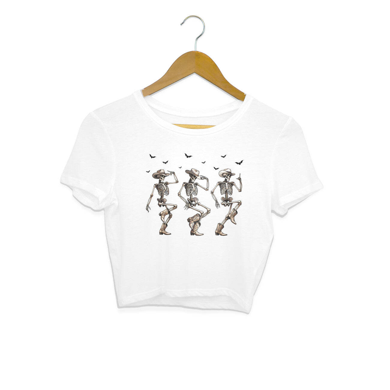 Cowboy Skeletons Crop Top White Printrove