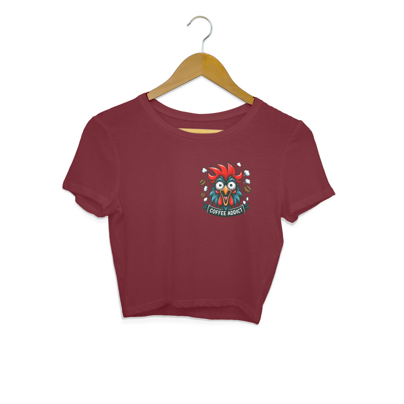 Coffee Addict Crop Top Maroon Printrove