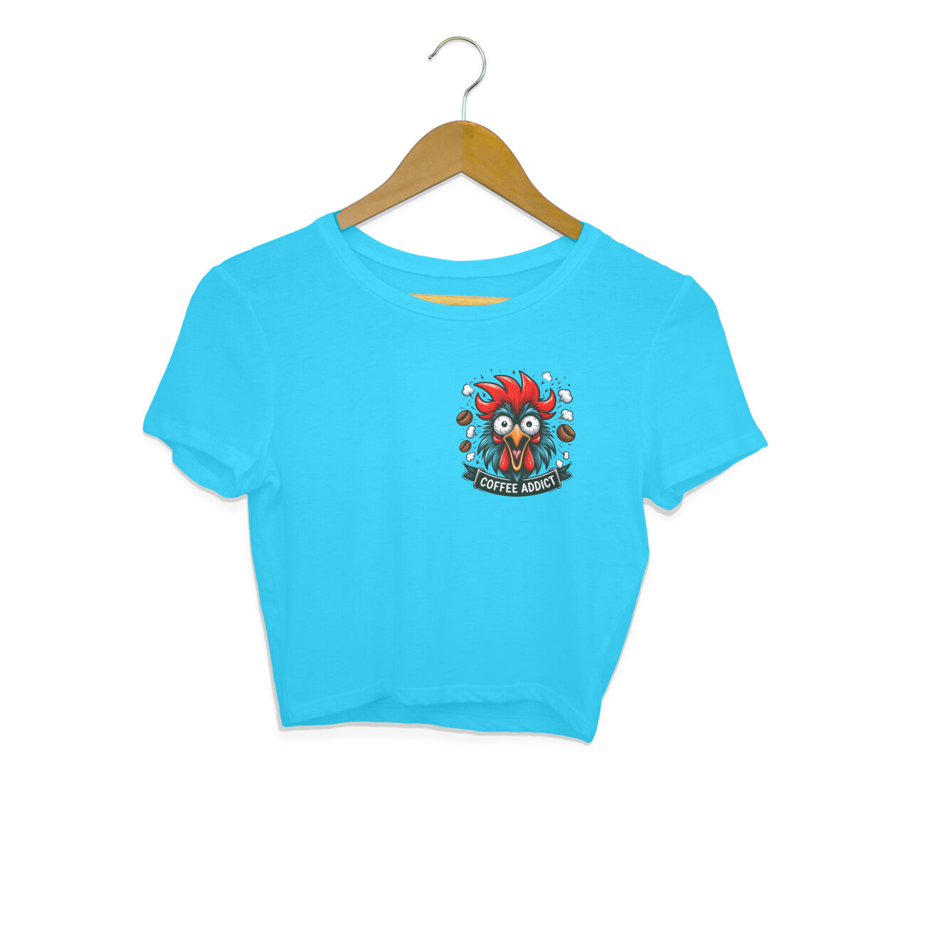 Coffee Addict Crop Top Sky Blue Printrove