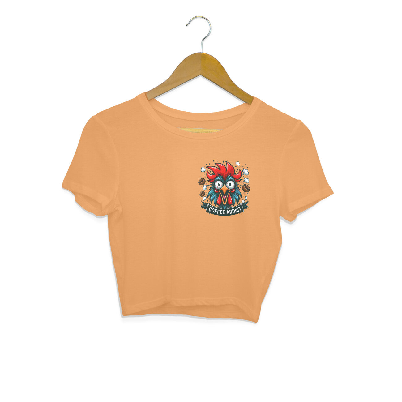 Coffee Addict Crop Top Mustard Yellow Printrove