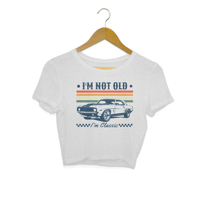 I'm Not Old Crop Top Melange Grey Printrove