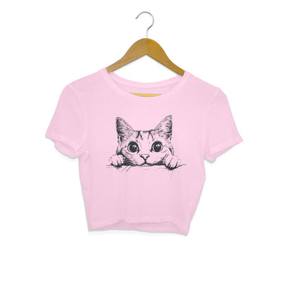 Cute Cat Crop Top Light Pink Printrove