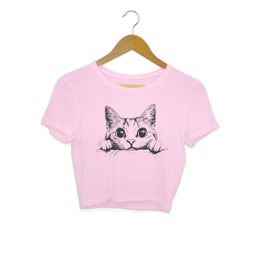 Cute Cat Crop Top Light Pink Printrove