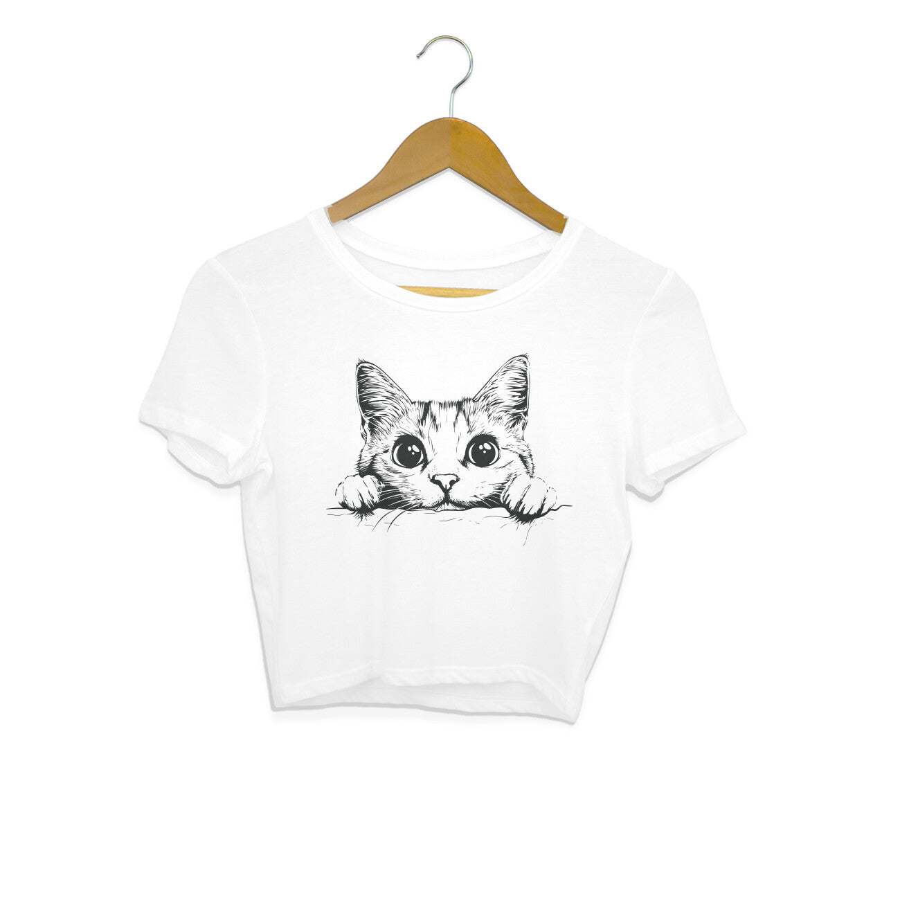 Cute Cat Crop Top White Printrove
