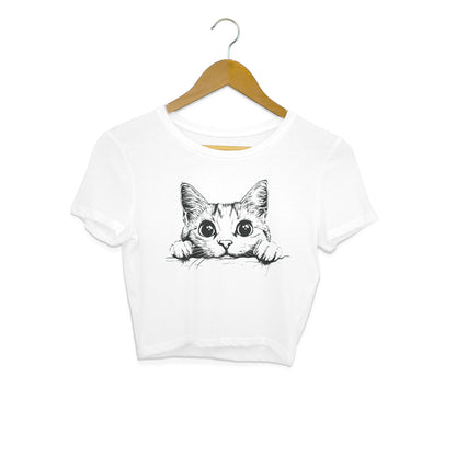 Cute Cat Crop Top White Printrove