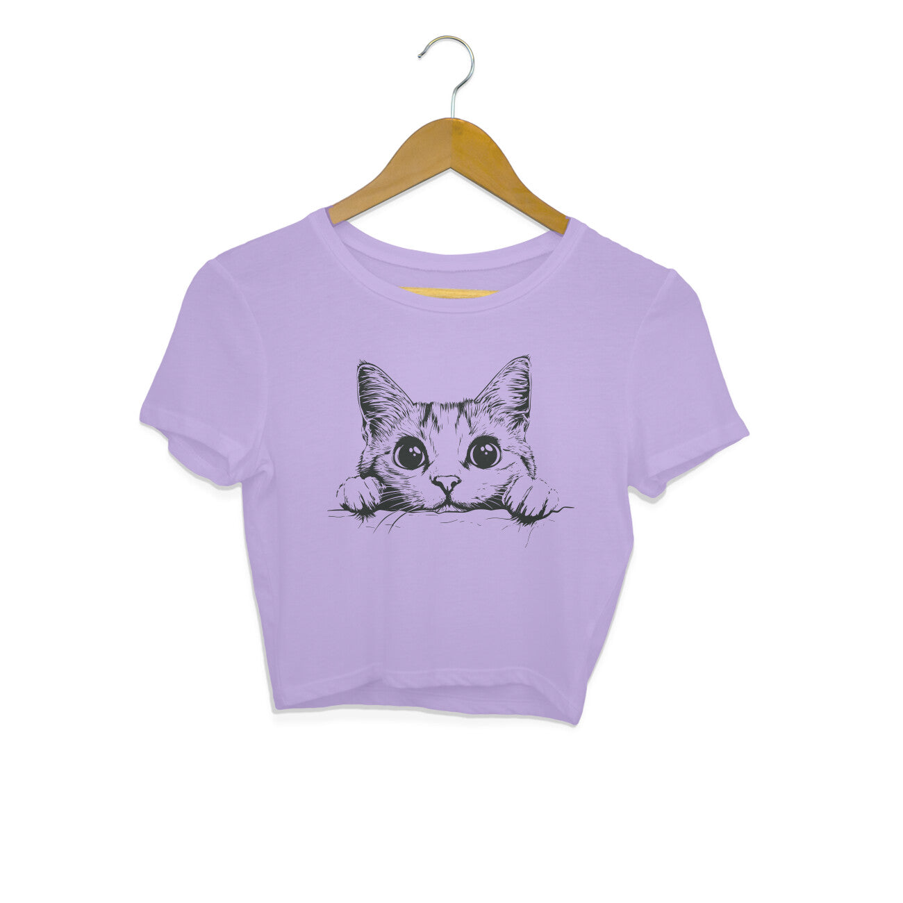Cute Cat Crop Top Iris Lavender Printrove