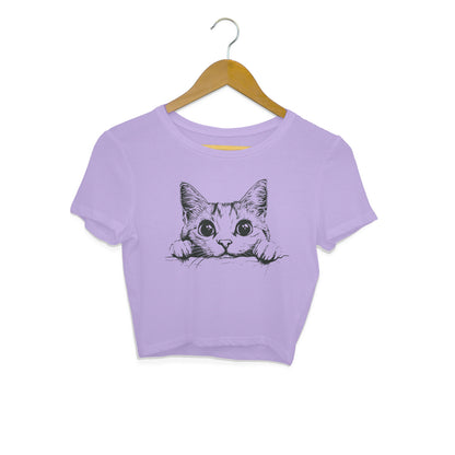 Cute Cat Crop Top Iris Lavender Printrove
