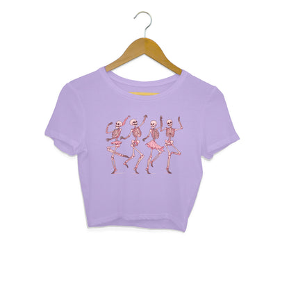 Pink Dancing Skeletons Crop Top Iris Lavender Printrove
