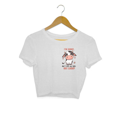 Roll My Eyes Out Loud Crop Top Melange Grey Printrove