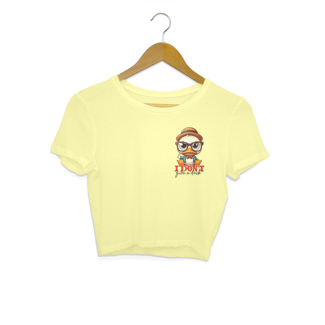 I Don't Give A Duck Crop Top Butter Yellow Printrove