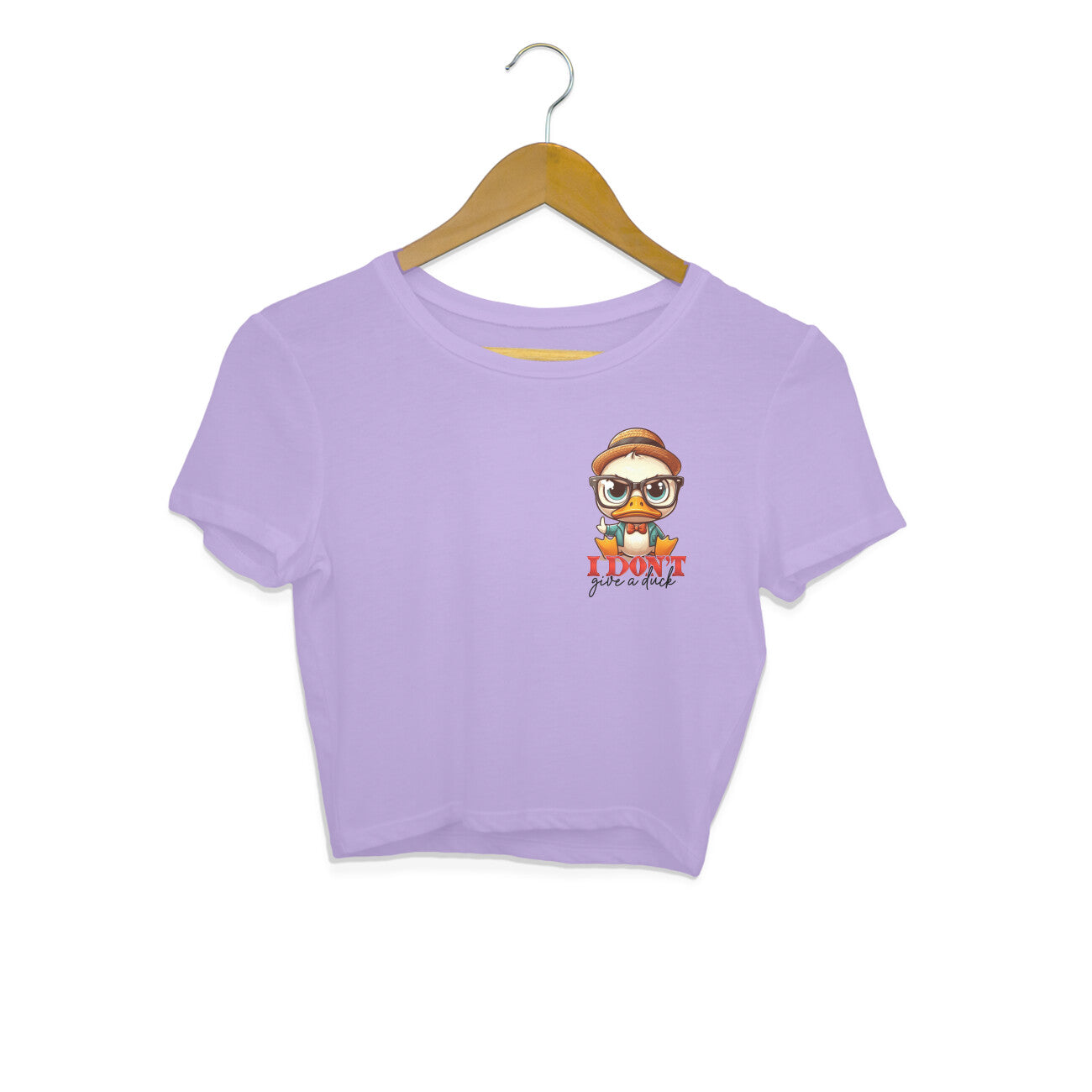 I Don't Give A Duck Crop Top Iris Lavender Printrove