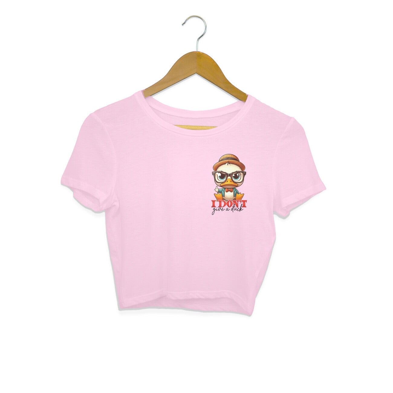 I Don't Give A Duck Crop Top Light Pink Printrove