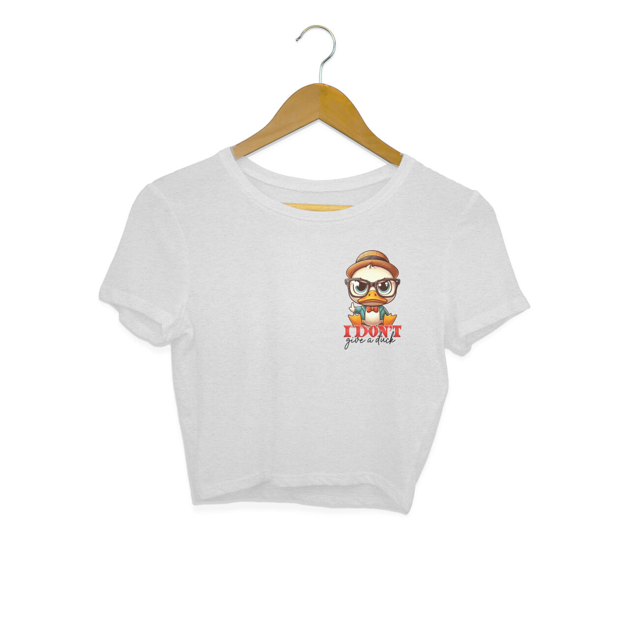 I Don't Give A Duck Crop Top Melange Grey Printrove