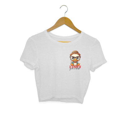 I Don't Give A Duck Crop Top Melange Grey Printrove
