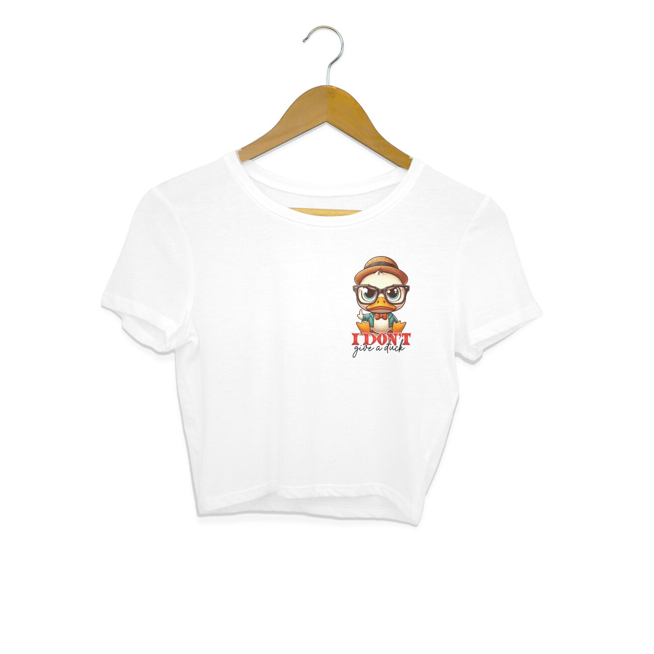 I Don't Give A Duck Crop Top White Printrove