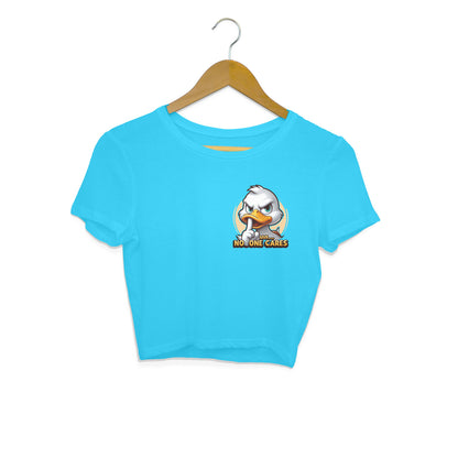 Shh No One Cares Crop Top Sky Blue Printrove