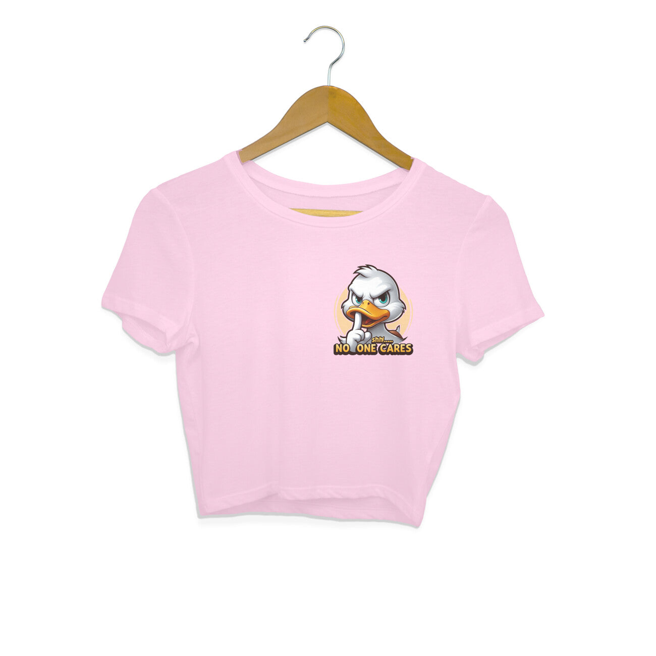 Shh No One Cares Crop Top Light Pink Printrove