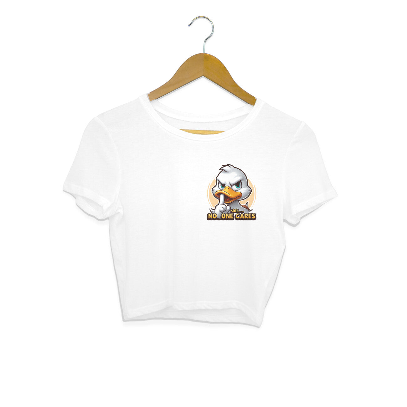 Shh No One Cares Crop Top White Printrove