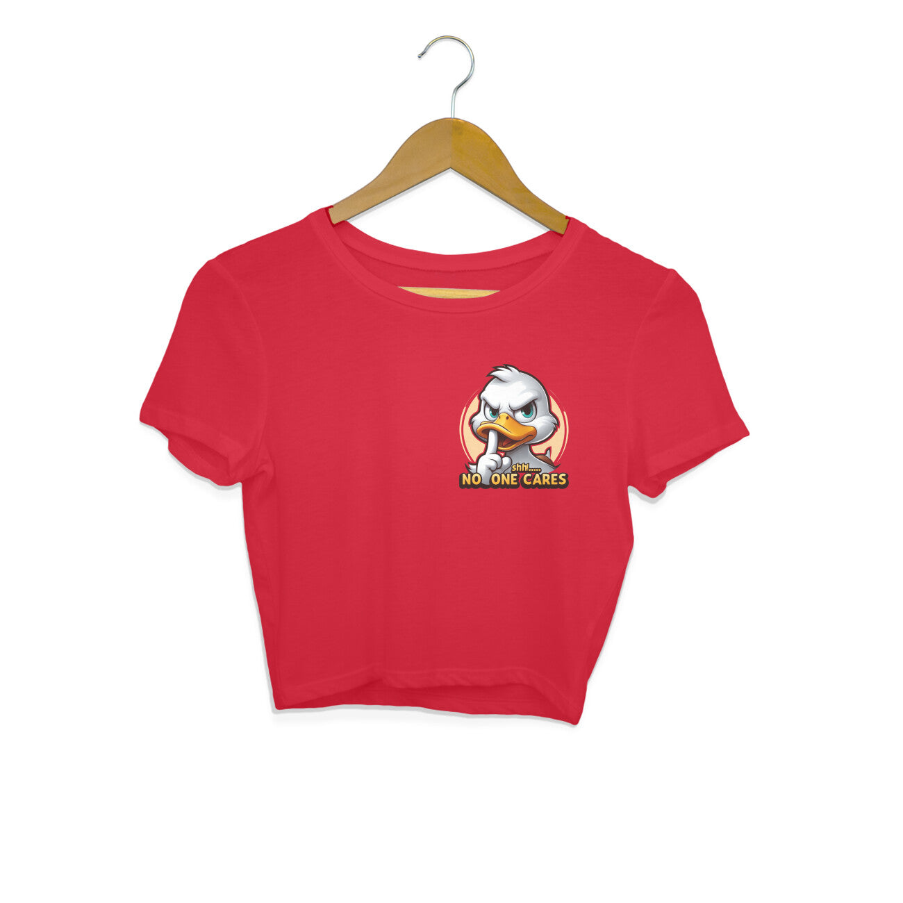 Shh No One Cares Crop Top Red Printrove
