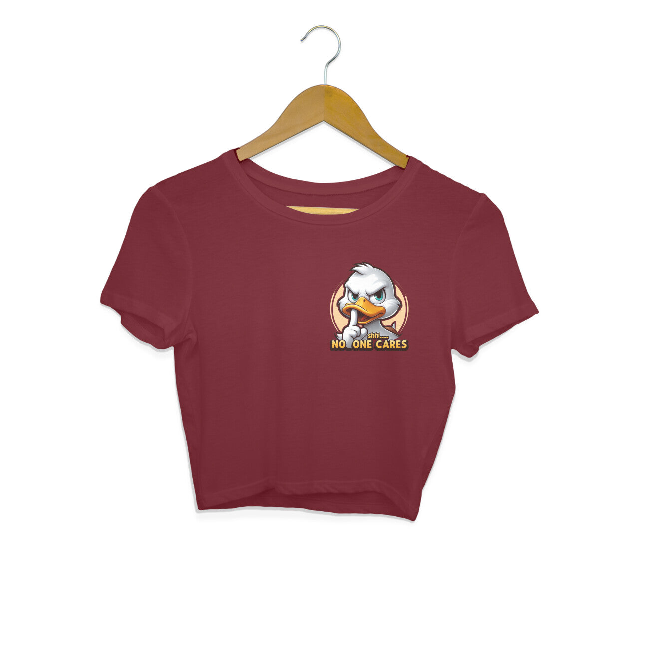 Shh No One Cares Crop Top Maroon Printrove