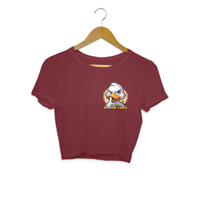 Shh No One Cares Crop Top Maroon Printrove