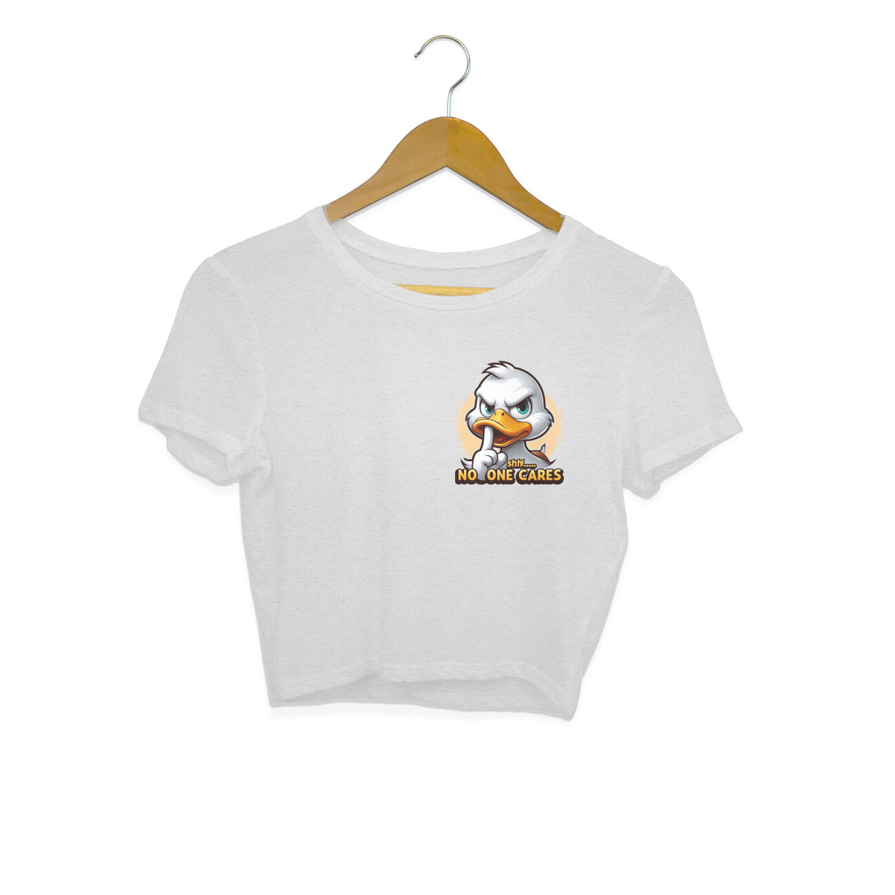Shh No One Cares Crop Top Melange Grey Printrove