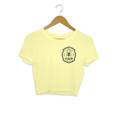 Black Widow Venom Crop Top Butter Yellow Printrove