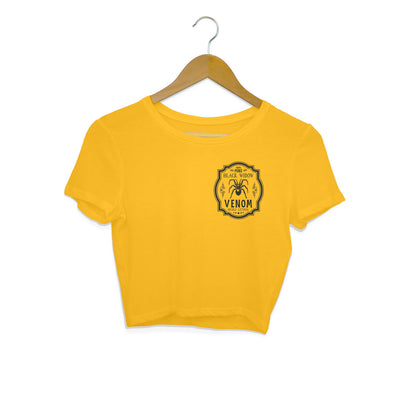 Black Widow Venom Crop Top Golden Yellow Printrove