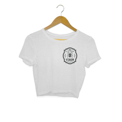 Black Widow Venom Crop Top Melange Grey Printrove