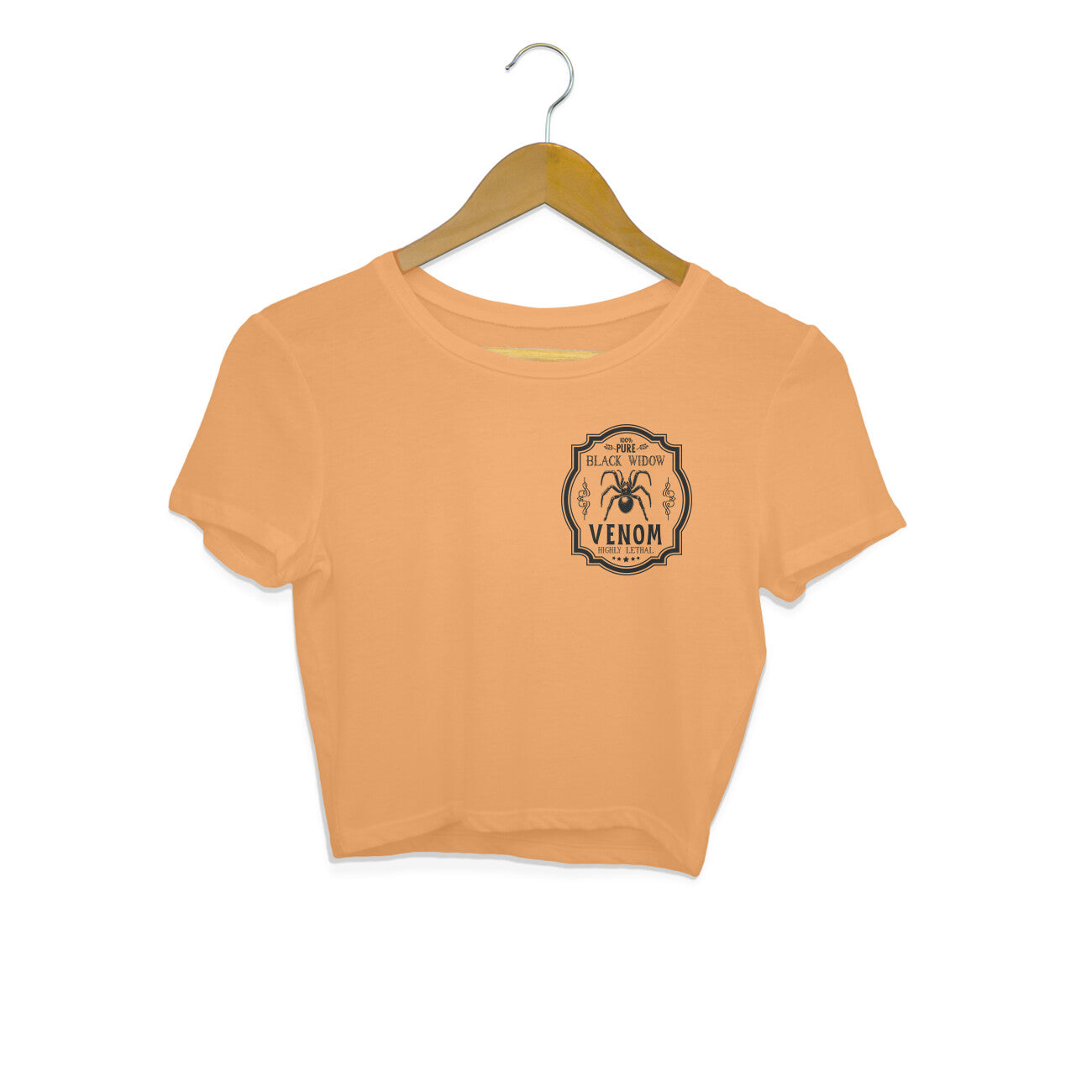 Black Widow Venom Crop Top Mustard Yellow Printrove